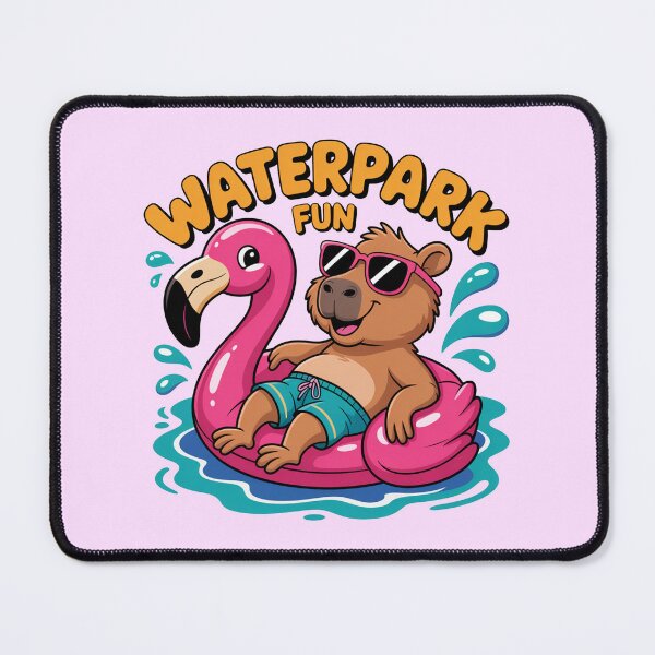 Item preview, Capybara Waterpark Fun – Flamingo Pool Float Design designed and sold by MonkiFlipp.