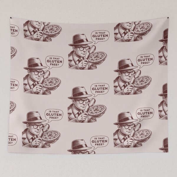 Item preview, Is That Gluten Free? Funny Detective Gluten Free Pizza Retro Vintage Style designed and sold by KLArtzStore.