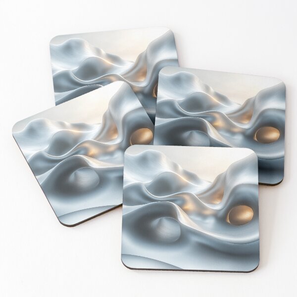 Item preview, Futuristic Metallic Landscape – Smooth Silver Abstract Art designed and sold by Art of Ngu.