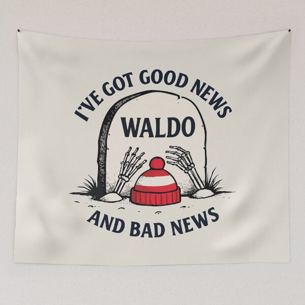 Item preview, Funny Waldo Parody Shirt I’ve Got Good News and Bad News Skeleton Grave Humor Tee for Men Women Dark Comedy Retro Pop Culture Gift designed and sold by XanaduHills.