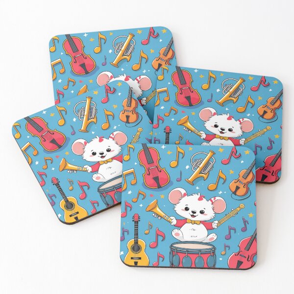 Item preview, White Mouse Playing Colorful Instruments designed and sold by himmershop.