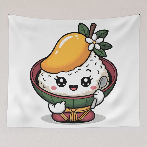 Item preview, Cute Kawaii Mango Sticky Rice Character designed and sold by ChibiPCStudio.