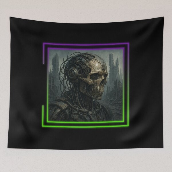 Item preview, Post-Apocalyptic Cyborg Skull designed and sold by II IRONSKULLS II.