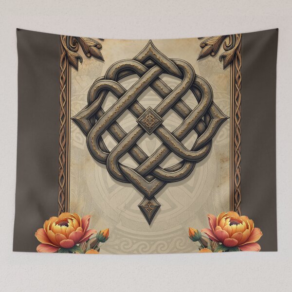 Item preview, Celtic art and floral splendor in warm tones. designed and sold by nicky2342.