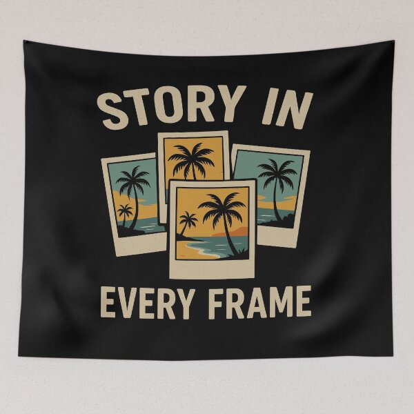 Item preview, Story in Every Frame Polaroid Beach Tee designed and sold by ThreadQuirk.