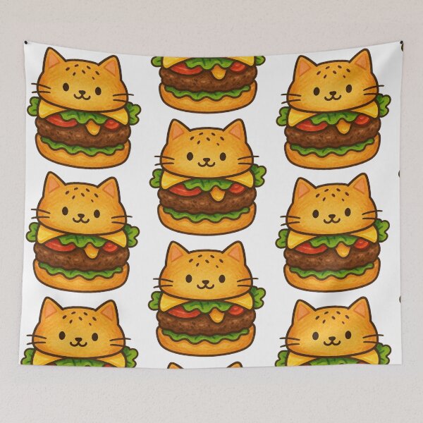 Item preview, Catburger Funny Kawaii Burger Cat Illustration designed and sold by Lacritsa .