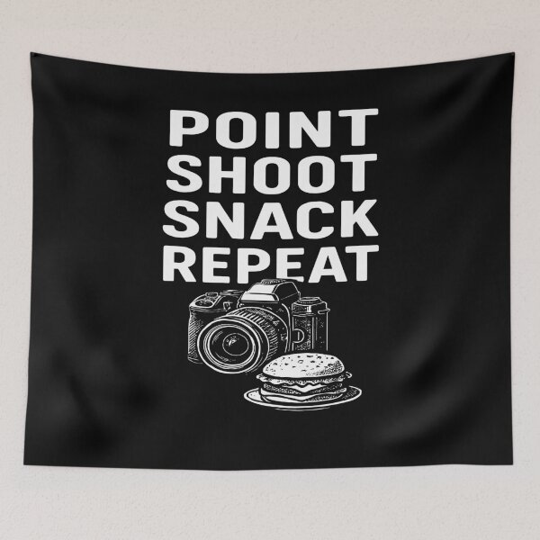 Item preview, Point Shoot Snack Repeat Photography Shirt designed and sold by ThreadQuirk.