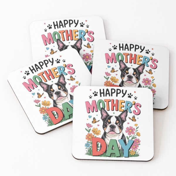 Artikelvorschau, SCHWARZE Boston Terrier Mama Niedliche glückliche Muttertagshundblume entworfen und verkauft von BakeryDozen.