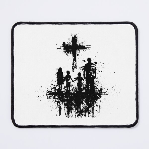 Item preview, Faith and Family – Grunge Cross and Silhouette Art designed and sold by inkoutninja.