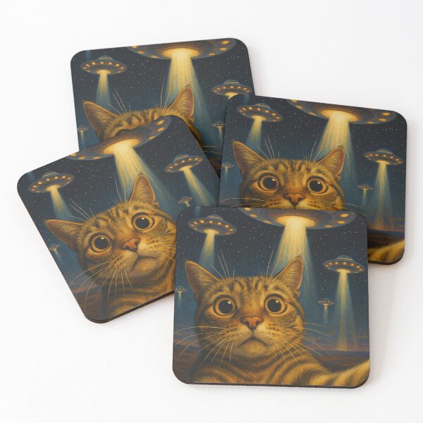 Item preview, Alien Invasion Cat Selfie – Funny UFO Encounter Art designed and sold by thesnakeater.