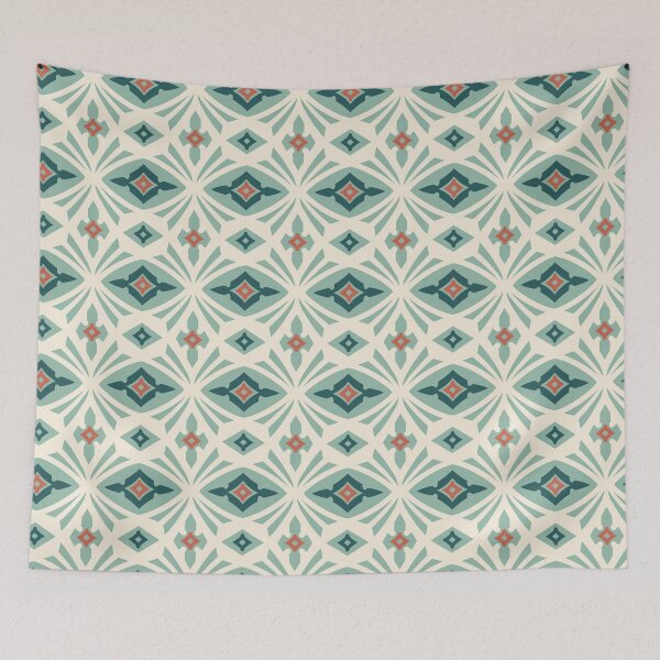 Item preview, Abstract Geometric Pattern Design (Dark Green, Soft Green, Orange, Cream) designed and sold by JoelmaQ.