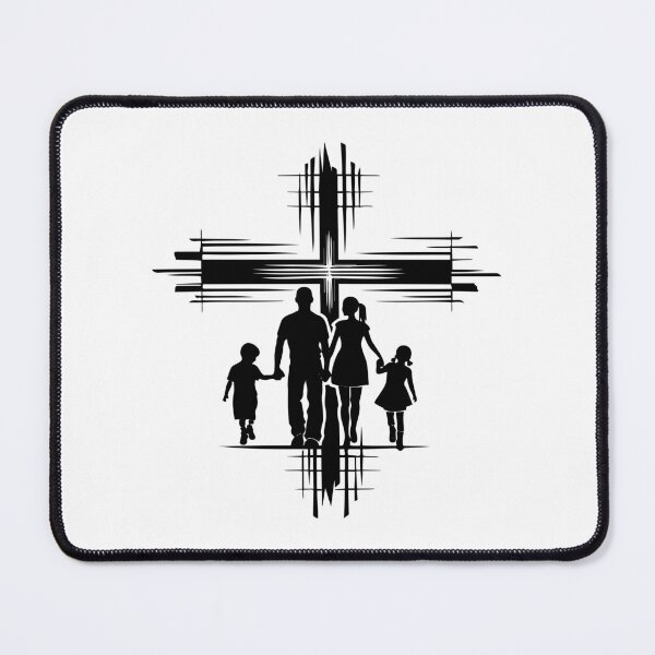 Item preview, Modern Christian Family – Faith and Unity Silhouette with Geometric Cross designed and sold by inkoutninja.