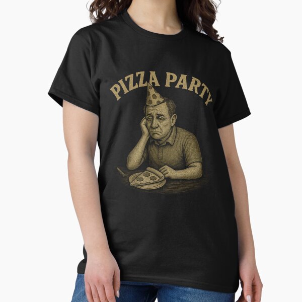 Item preview, Pizza Party – Funny Sad Man Humor Retro T-Shirt designed and sold by Depictioner.