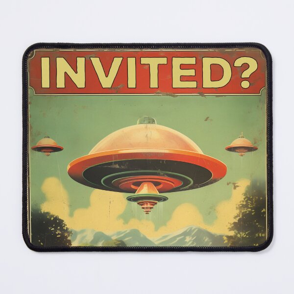 Item preview, Invited? Funny UFO & Aliens Lovers Retro 70s Alien Spaceship designed and sold by SecretDicer.
