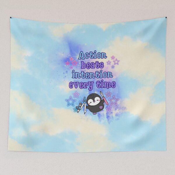 Item preview, Action Over Intention | Cute Penguin with Galaxy Tools designed and sold by MagicContOasis.