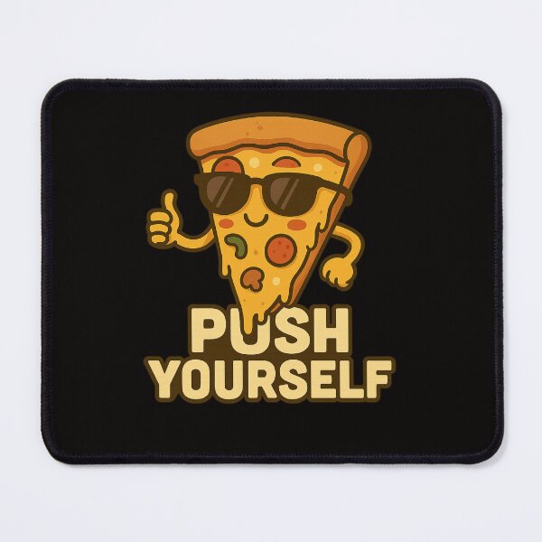 Item preview, Push Yourself – Funny Motivational Pizza Slice Cartoon Design designed and sold by Tadeusz1.