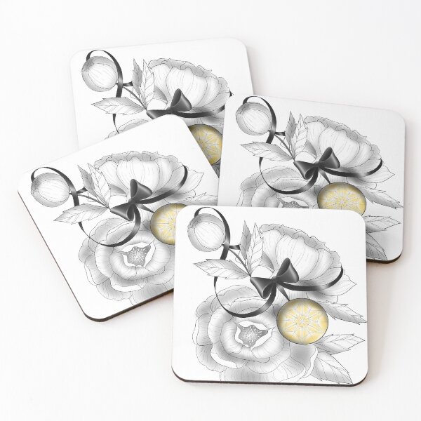 Item preview, Peony Flowers and yellow diamond designed and sold by Hallie Odom.