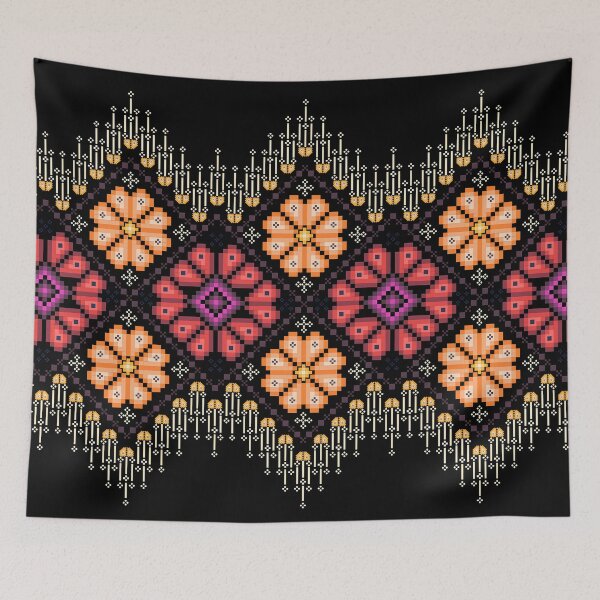 Item preview, Vibrant Ethnic Pixel Border Design - Amber & Magenta designed and sold by Khwanchai.
