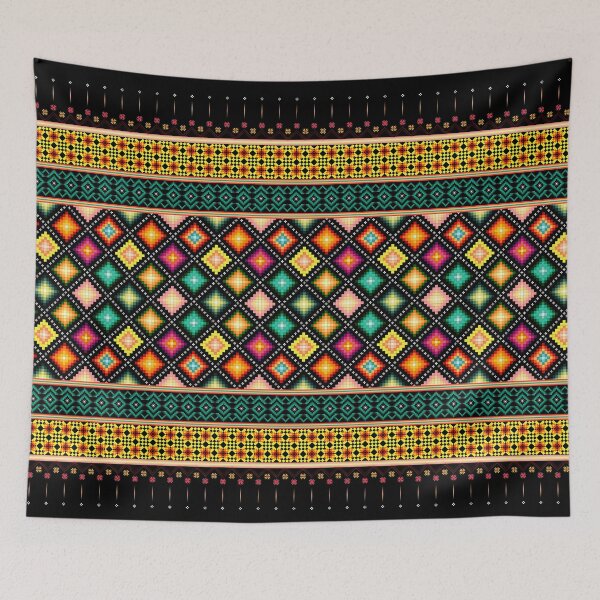 Item preview, Vibrant Multi-Color Ethnic Pixel Border Design designed and sold by Khwanchai.