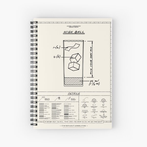 Item preview, Highball Cocktail Blueprint (Dark Ink) designed and sold by CocktailCadre.