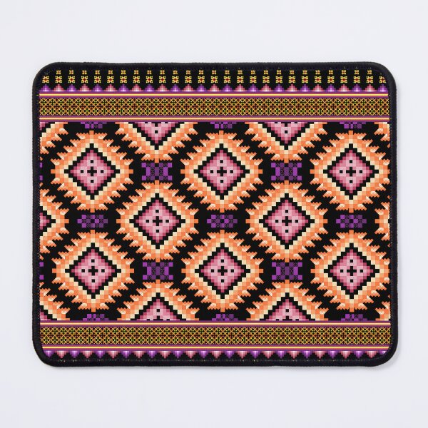 Item preview, Vibrant Orange & Magenta Ethnic Pixel Border Design designed and sold by Khwanchai.