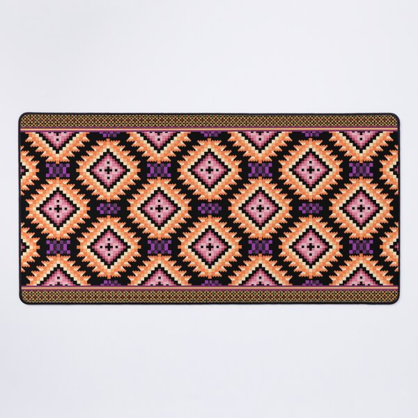 Item preview, Vibrant Orange & Magenta Ethnic Pixel Border Design designed and sold by Khwanchai.