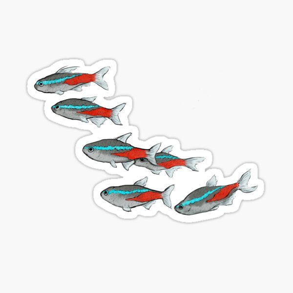 Item preview, Banco de peces tetra neón - Pintura digital de REAL ARTIST designed and sold by Caitlyn Cooper.