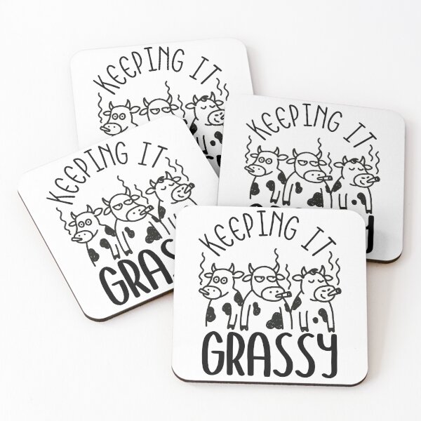 Item preview, Keeping It Grassy – Funny Cow Weed Doodle | Hand-Drawn Cartoon Stoner T-Shirt designed and sold by Thehatinthecat.
