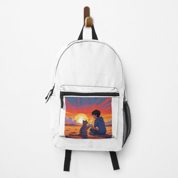 Item preview, Sunset Companions – Boy and Cat Serenity Art designed and sold by Aartiifyy.