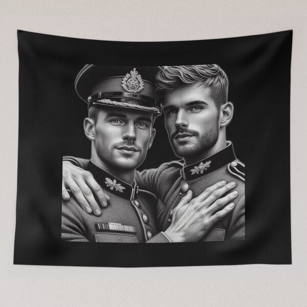Item preview, Tom of Finland Tribute Brothers In Arms Military Gay Pride Graphic Design designed and sold by ItsAKinkThing.