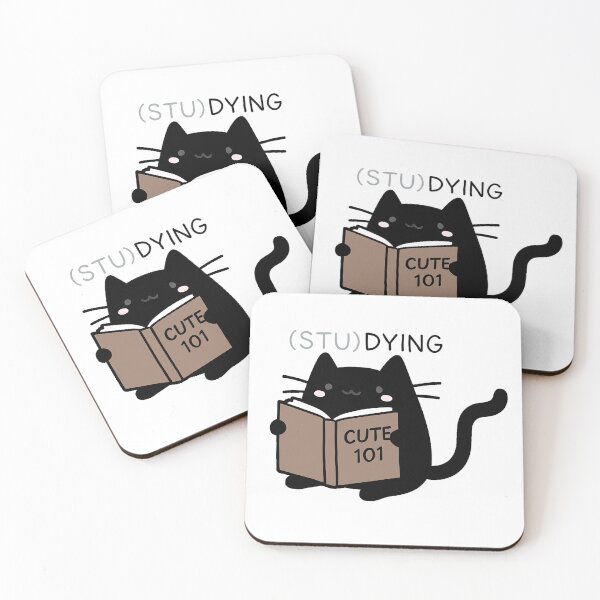 Item preview, Cute Black Cat Studying Sticker - (Stu)dying Meme Book Design designed and sold by designsbycow.