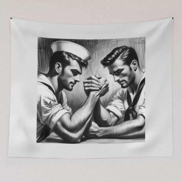 Item preview, Vintage Classic Drawing Tom of Finland Tribute Sailor's Night Gay Pride Graphic Design designed and sold by ItsAKinkThing.