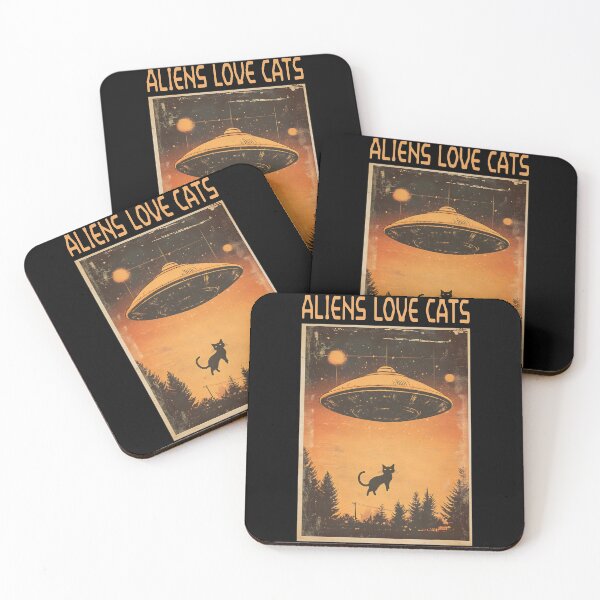 Item preview, Aliens Love Cats Funny Retro UFO & Cat Lover Alien Spaceship designed and sold by SecretDicer.