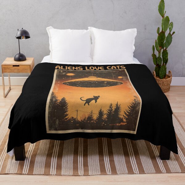Item preview, Aliens Love Cats Funny Retro UFO & Cat Lover Alien Spaceship designed and sold by SecretDicer.