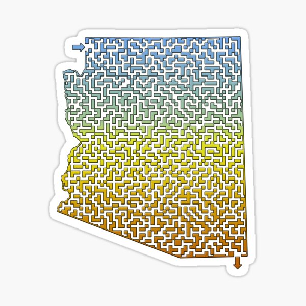 "Arizona State Outline Desert Themed Maze & Labyrinth" Sticker by gorff ...