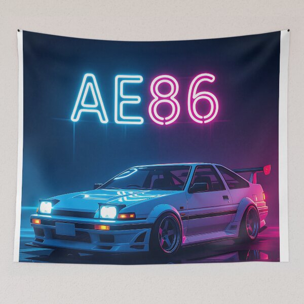 Item preview, Neon Art: White Toyota AE 86, Lettering Red, Blue designed and sold by Salimgor Hangaround Music.