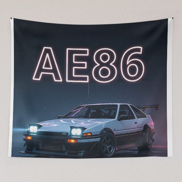 Item preview, Neon Art: Black/White Toyota AE 86, Lettering Red, Blue designed and sold by Salimgor Hangaround Music.