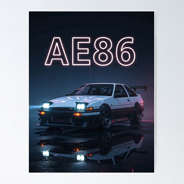 Item preview, Neon Art: Black/White Toyota AE 86, Lettering Red, Blue designed and sold by Salimgor Hangaround Music.