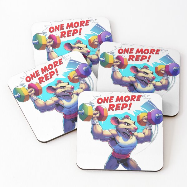 Item preview, Cartoon Gym Rat Lifting Dumbbells – 'One More Rep!' designed and sold by NectarTitania.