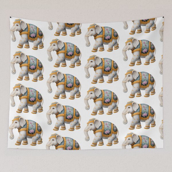 Item preview, Gajraj – Pichwai Elephant with Floral Patterns designed and sold by Asapusri.