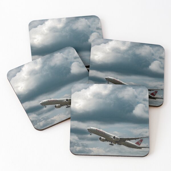 Item preview, Swiss Airlines Passenger Airplane Flying Against Blue Sky and Clouds designed and sold by Mats Silvan.