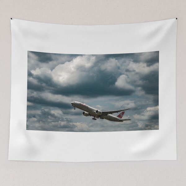 Item preview, Swiss Airlines Passenger Airplane Flying Against Blue Sky and Clouds designed and sold by Mats Silvan.