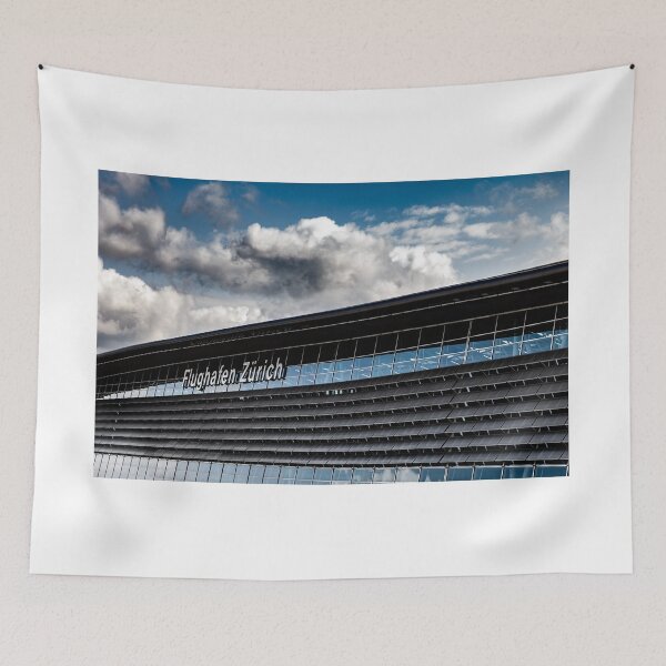 Item preview, Zurich Airport and Building on Airfield in a Sunny Summer Day with Blue Sky and Clouds designed and sold by Mats Silvan.