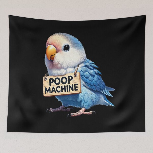 Item preview, Funny Poop Machine Blue Peach Faced Lovebird Parrot Lover Birding Meme designed and sold by Kimberley King Art  King Art.