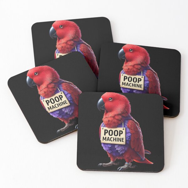 Item preview, Funny Poop Machine Red Eclectus Parrot Lover Birding Meme designed and sold by Kimberley King Art  King Art.