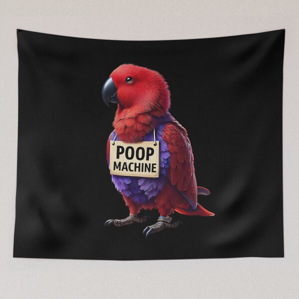 Item preview, Funny Poop Machine Red Eclectus Parrot Lover Birding Meme designed and sold by Kimberley King Art  King Art.