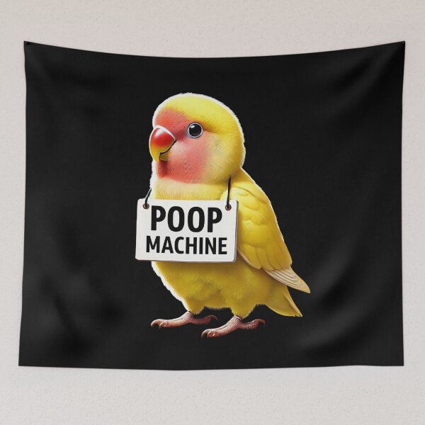 Item preview, Funny Poop Machine Rosy Faced Yellow Lovebird Parrot Lover Birding Meme designed and sold by Kimberley King Art  King Art.