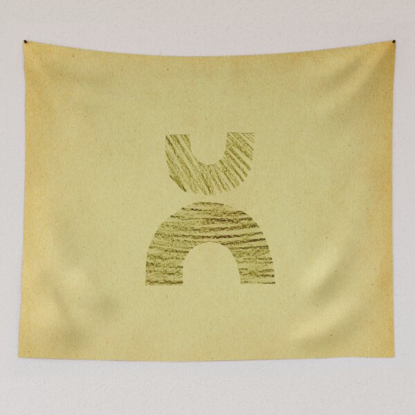 Item preview, Abstract greenish balancing shapes on vintage paper designed and sold by WhalesWay.