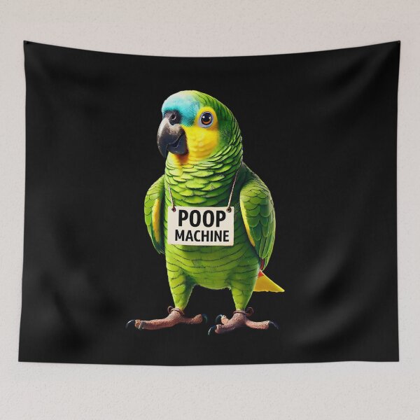Item preview, Funny Poop Machine Yellow Naped Parrot Lover Birding Meme designed and sold by Kimberley King Art  King Art.