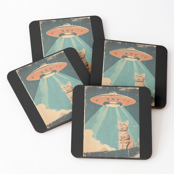 Item preview, Funny Cat & UFO Retro Cat Lovers Alien Spaceship designed and sold by SecretDicer.